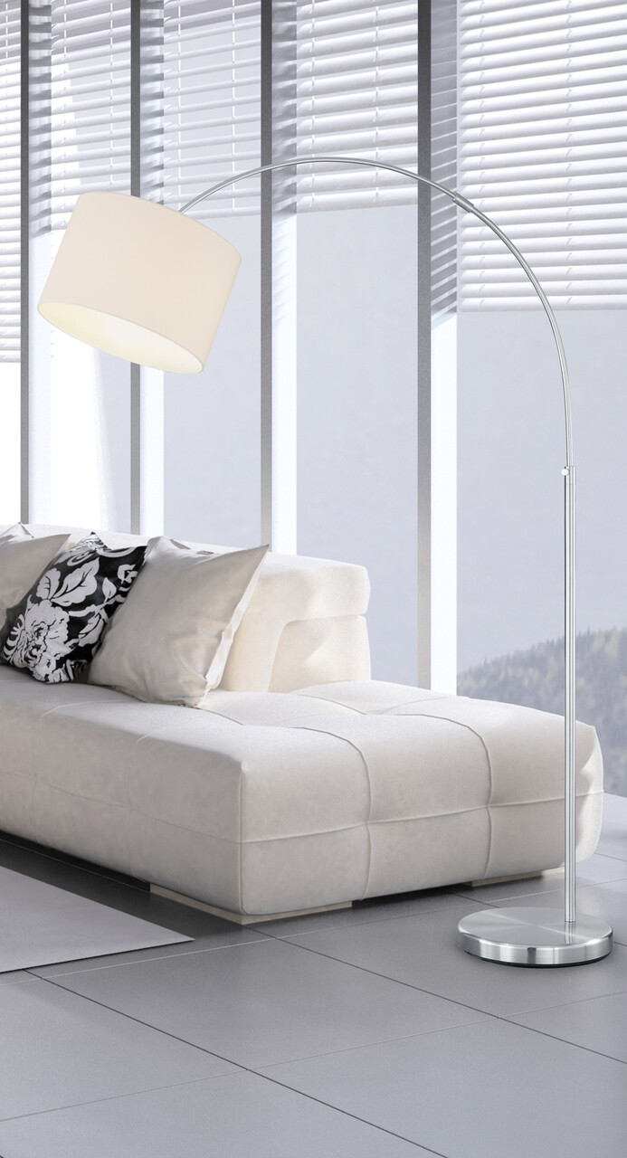 Lampadar Hotel, TRIO, 30x107x215 cm, 60W, 1x E27, metal/textil, alb/argintiu - imagine 4